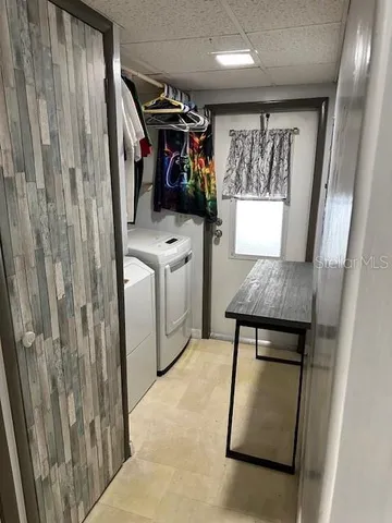 a view of a storage and utility room