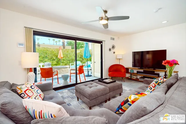 a living room filled with furniture and a flat screen tv