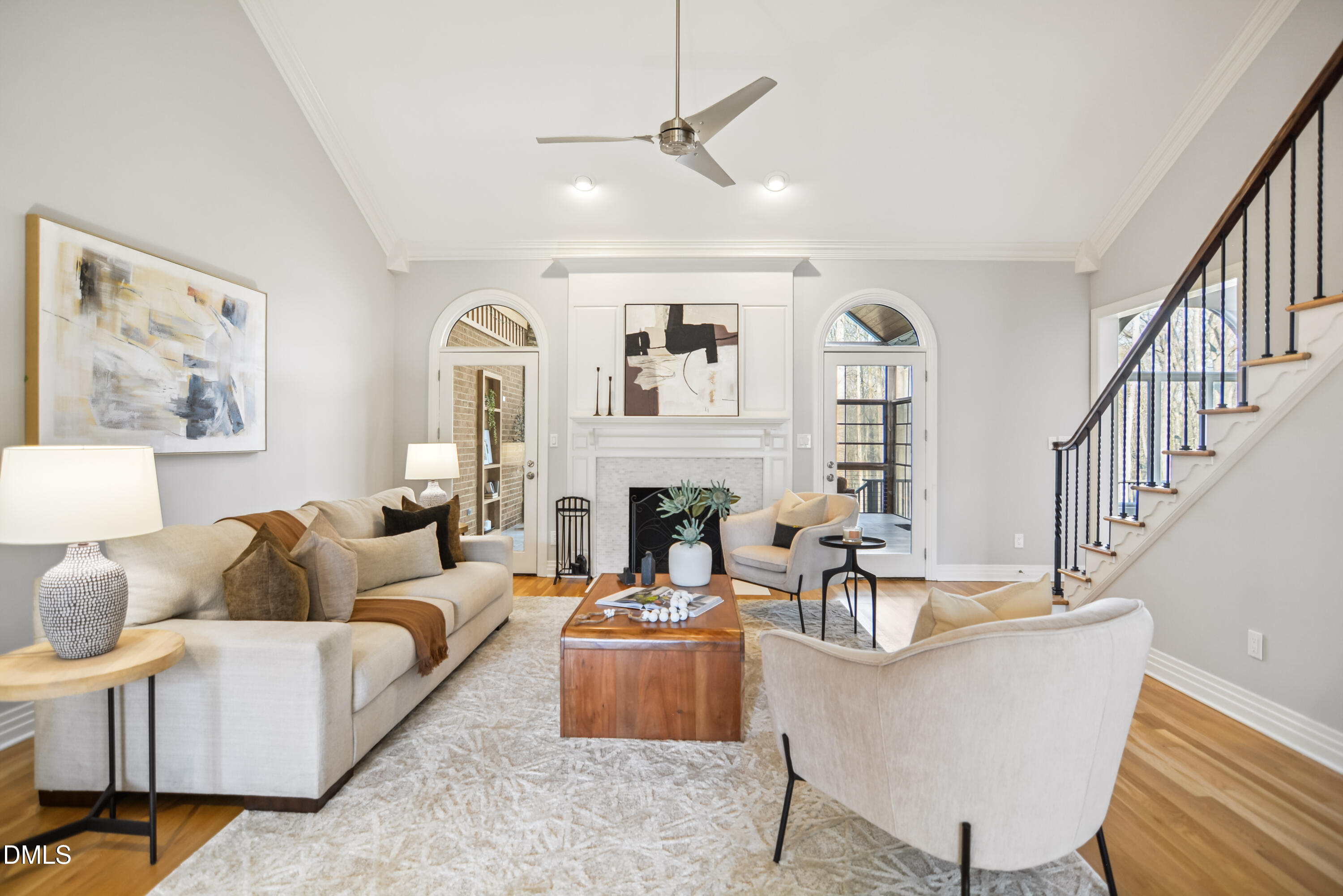 9933 Koupela Drive Raleigh, NC 27614 - Photo 12 of 59 a living room with fireplace furniture and a chandelier