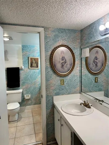 a bathroom with a toilet a sink and a mirror