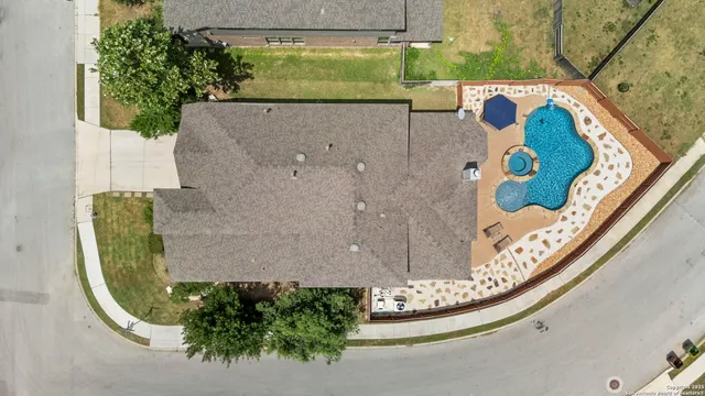an aerial view of a fireplace