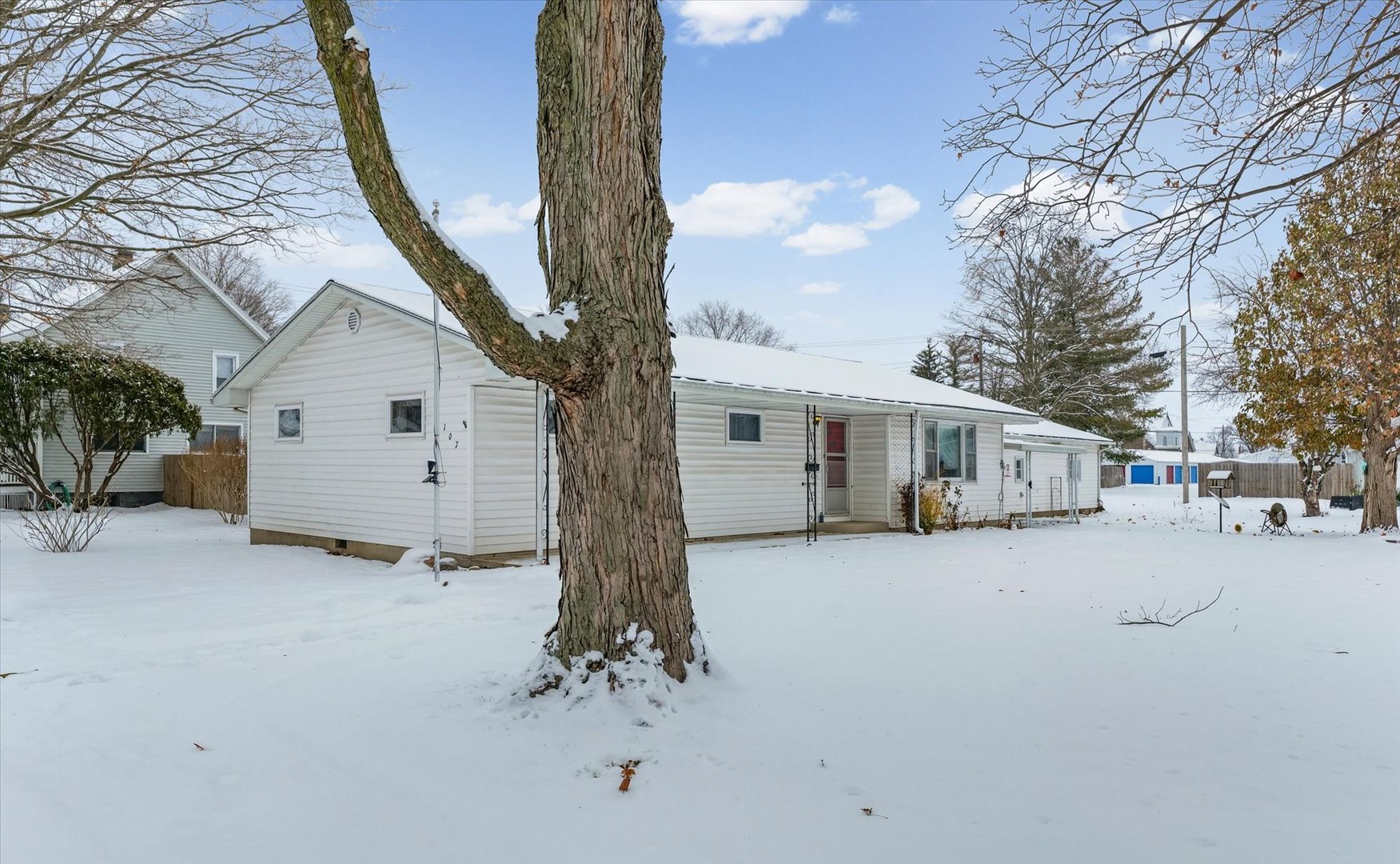 107 North Ellen Street Homer, IL 61849 - Photo 4 of 27 a white house that has a tree in front of it