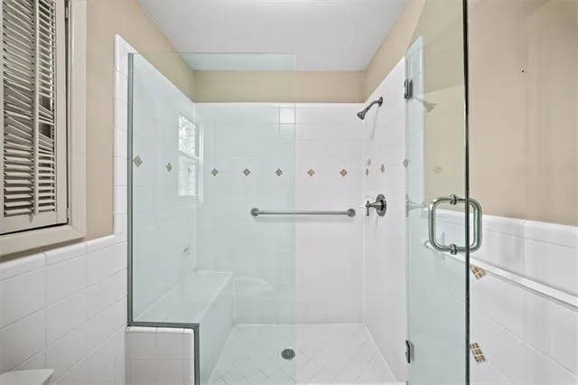 a bathroom with a shower