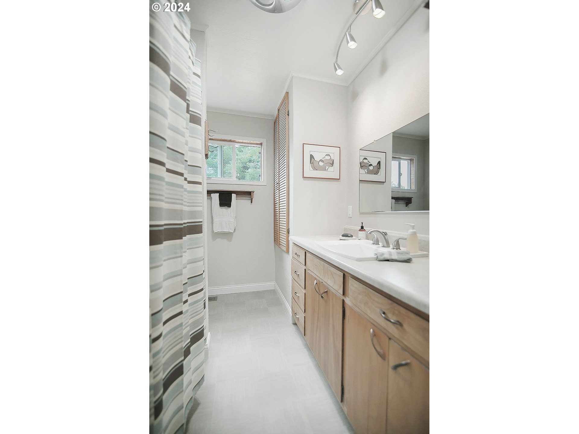 115 Stewart Creek Road Longview, WA 98632 - Photo 26 of 31 a bathroom with a sink a mirror and a shower
