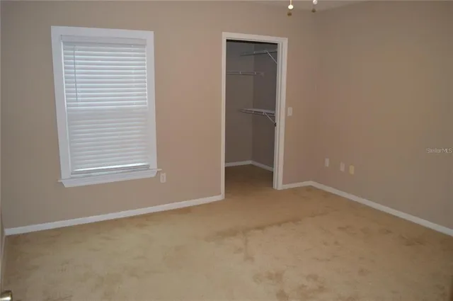 an empty room with a door