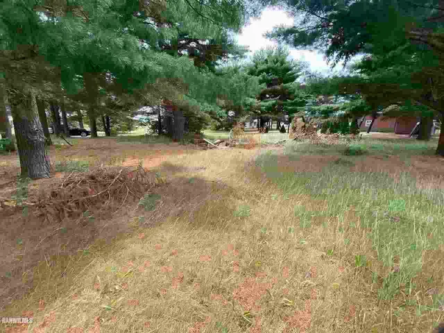 a view of outdoor space with trees all around