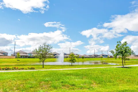 a view of a park with slide