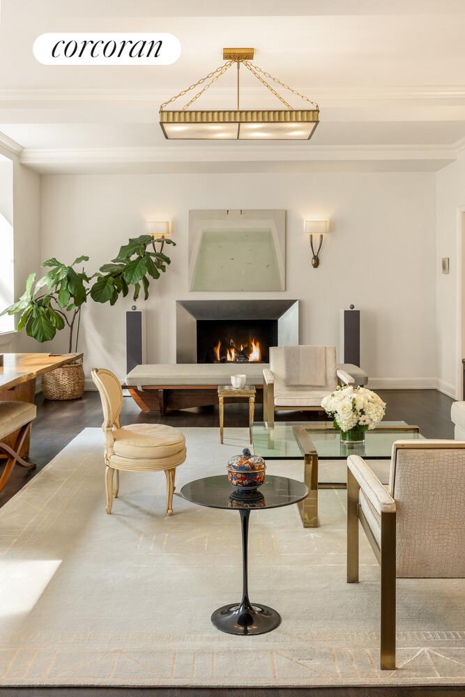 3 East 84th Street, Unit 3 Manhattan, NY 10028 - Photo 4 of 24 a living room with fireplace furniture and a potted plant