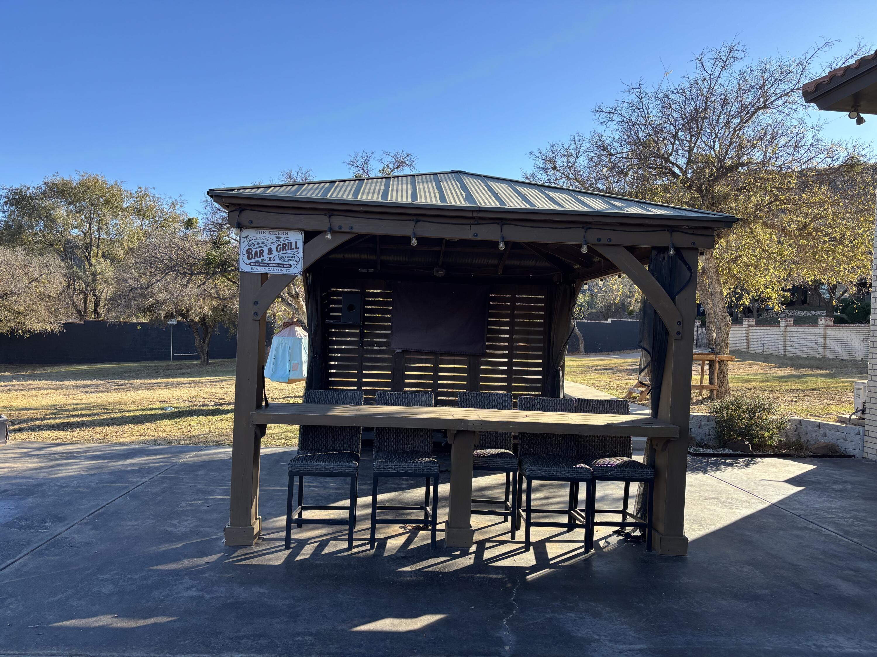 98 South Lakeshore Drive Ransom Canyon, TX 79366 - Photo 50 of 99 a view of a chairs and table in the patio with a yard
