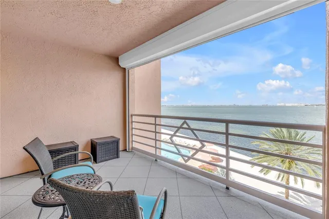 a view of a lake with a building