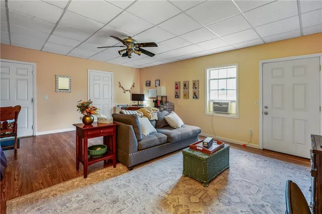 a backyard of a house with lots of green space