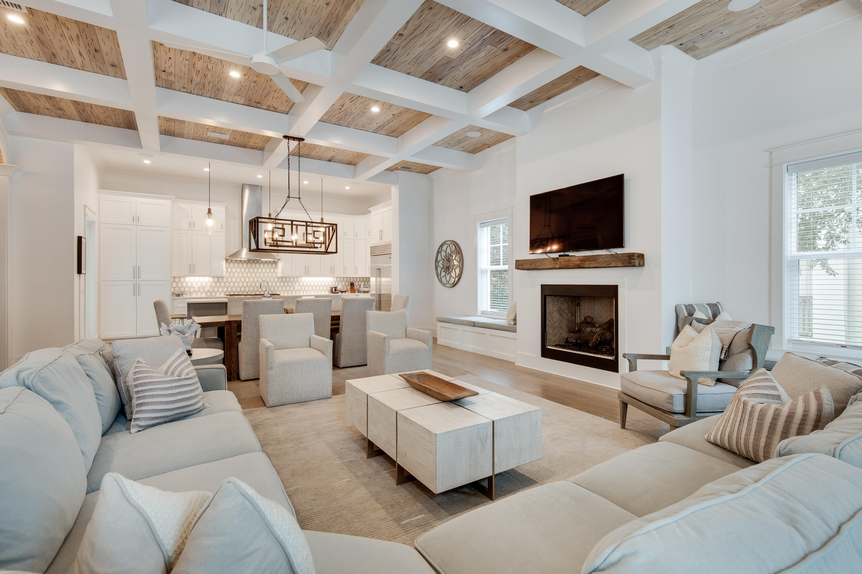 94 Pine Crest Circle Rosemary Beach, FL 32461 - Photo 9 of 69 a living room with furniture a fireplace and a flat screen tv