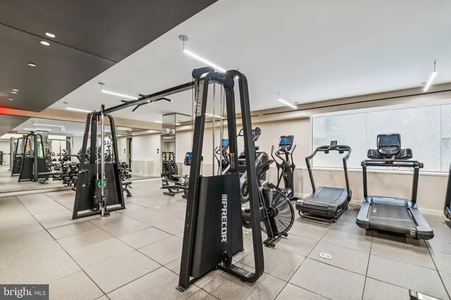 a view of a room with gym equipment