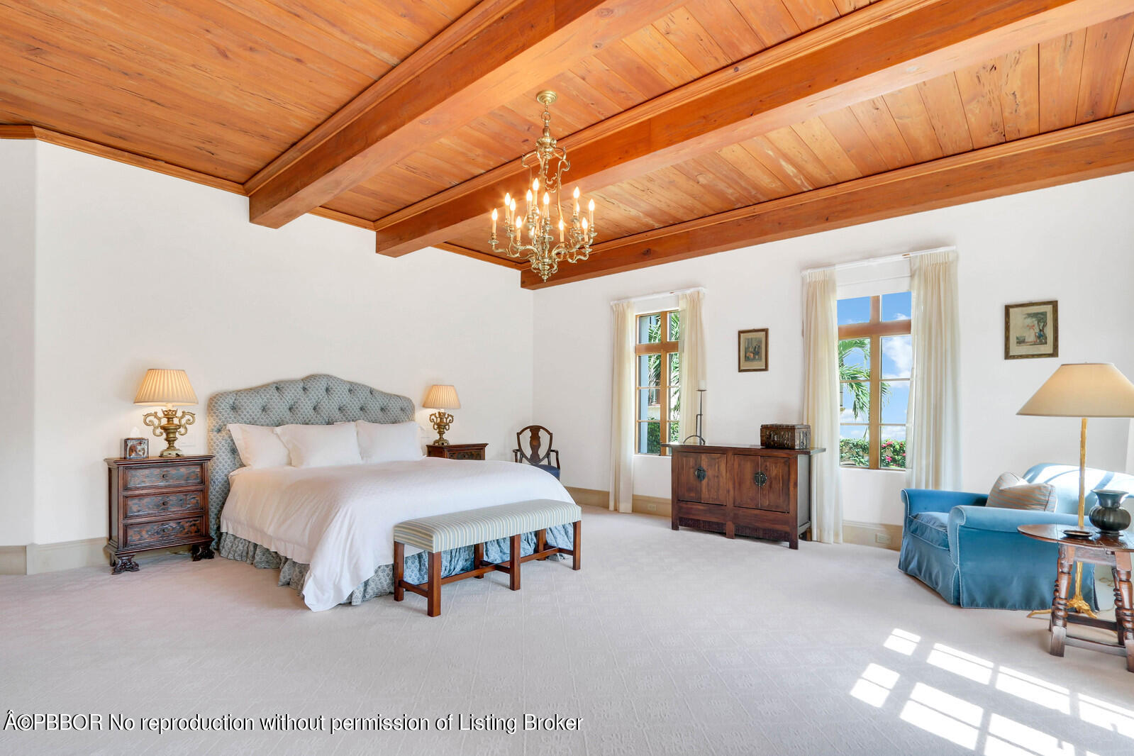 120 Jungle Road Palm Beach, FL 33480 - Photo 13 of 21 a bedroom with furniture and a chandelier