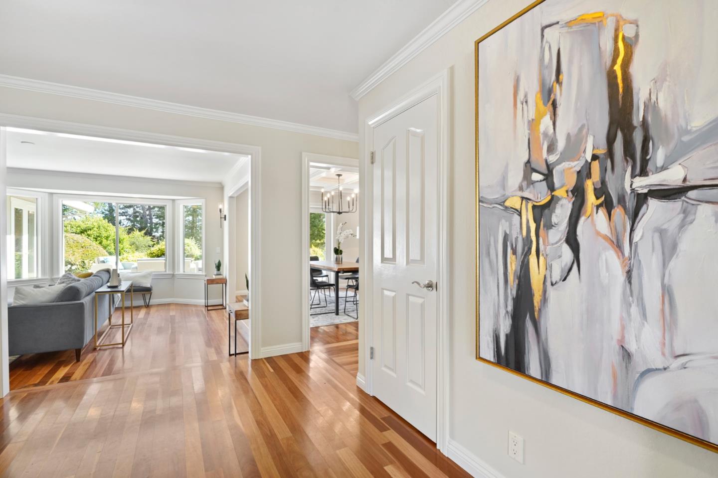 15 Debes Ranch Road San Rafael, CA 94903 - Photo 2 of 45 a view of a hallway with wooden floor and dining room view
