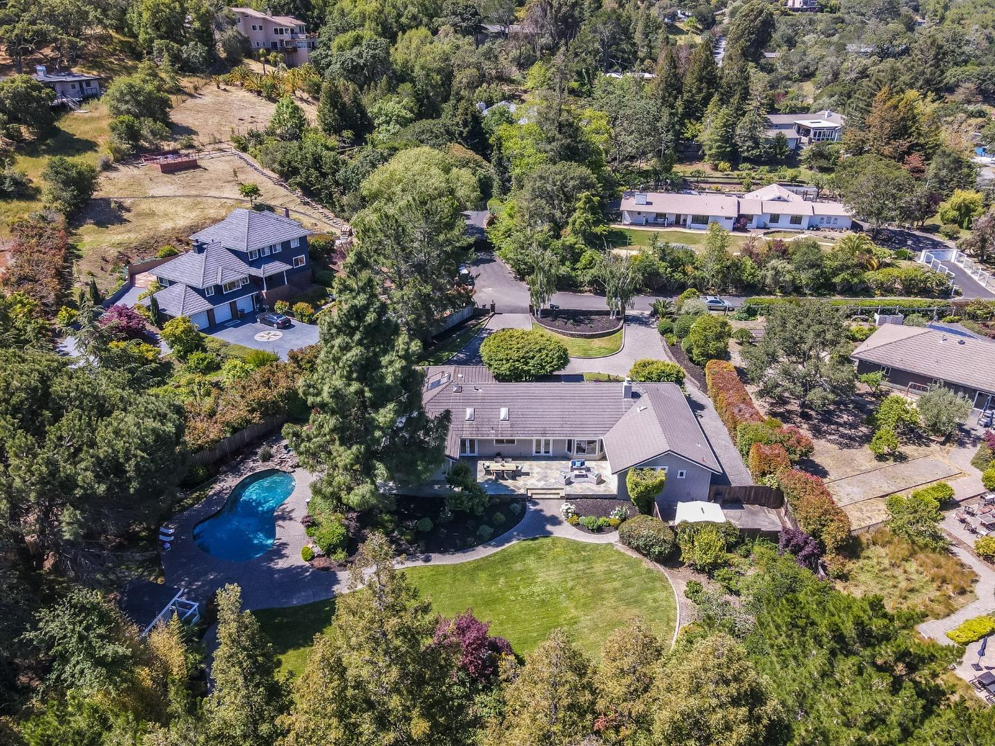 15 Debes Ranch Road San Rafael, CA 94903 - Photo 44 of 45 an aerial view of residential house with outdoor space and swimming pool