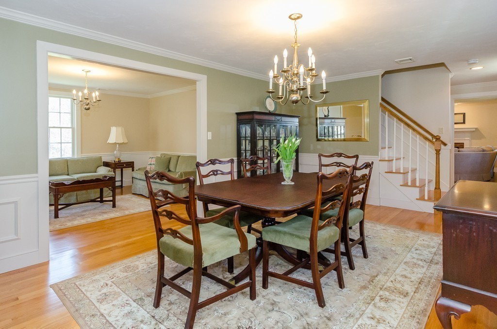 7 Ridgewood Lane Marion, MA 02738 - Photo 7 of 24 a view of a dining room with furniture and a chandelier