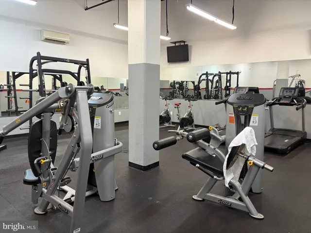 a view of a room with gym equipment
