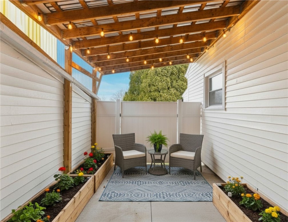 461 River Road Lincoln, RI 02865 - Photo 23 of 30 Covered patio area - this photo has been AI generated to provide ideas for the space