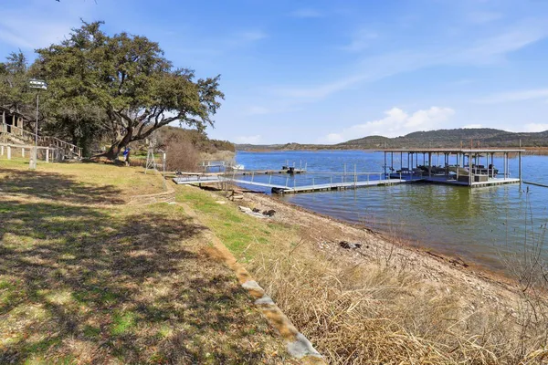 a view of a lake with houses