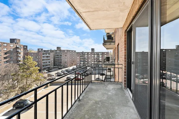 a view of a city from a balcony