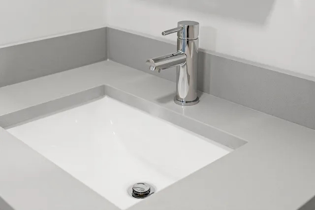 a close view of a bathtub in bathroom