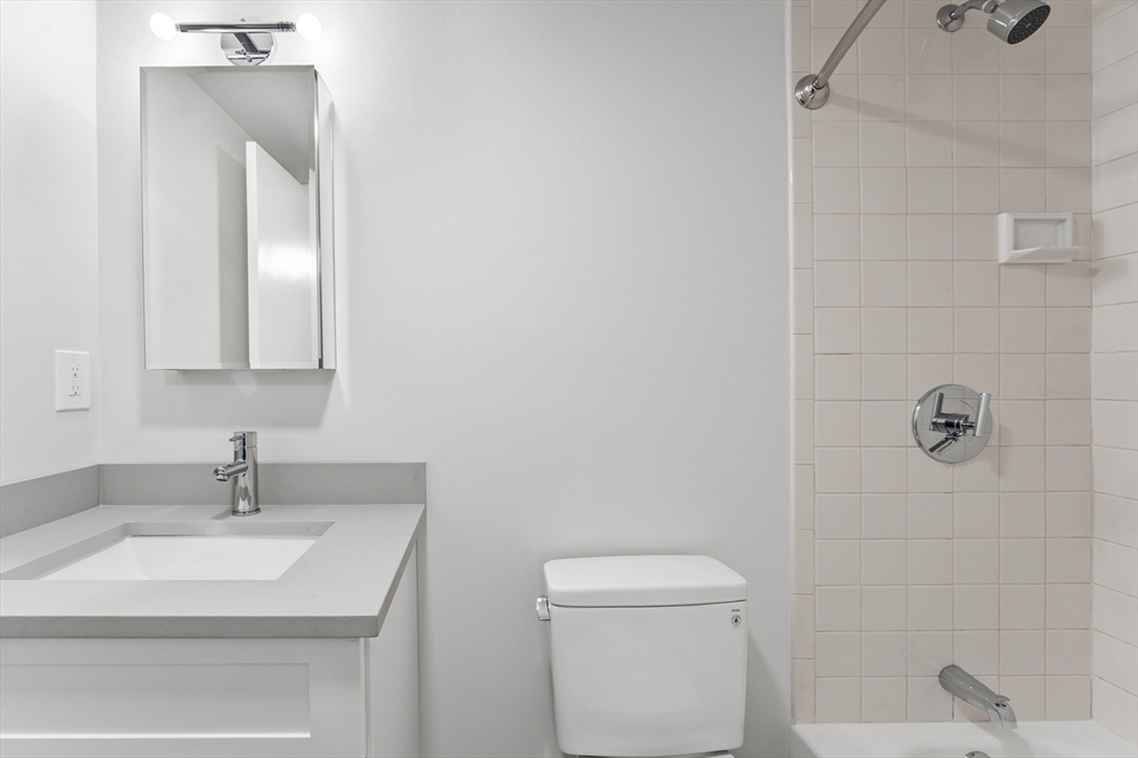 275 Main Street, Unit 205 Watertown, MA 02472 - Photo 27 of 42 a bathroom with a sink toilet a mirror and shower