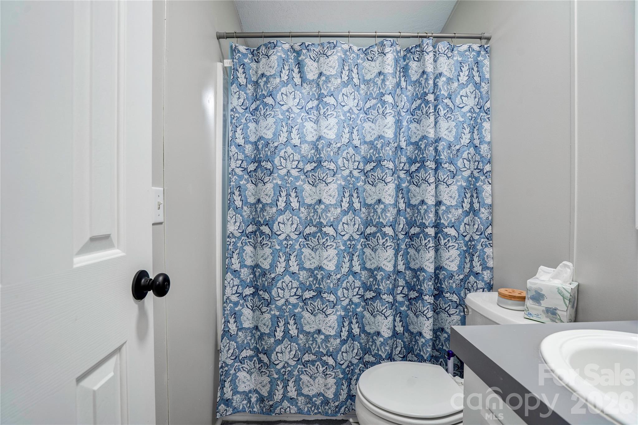 251 Indian Trail Rutherfordton, NC 28139 - Photo 32 of 37 a bathroom with a toilet and a shower curtain