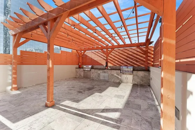 a view of a building with a swimming pool