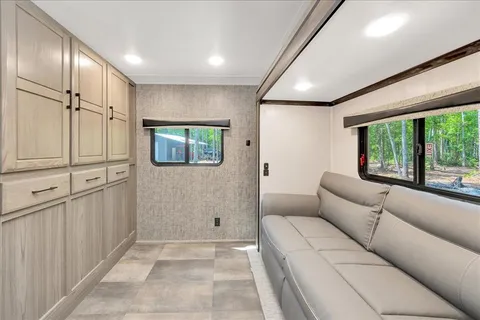 a living room with furniture