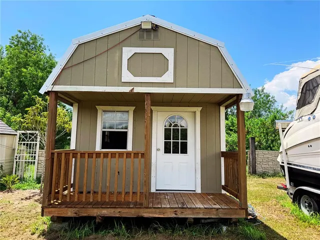 an outdoor space with garden view