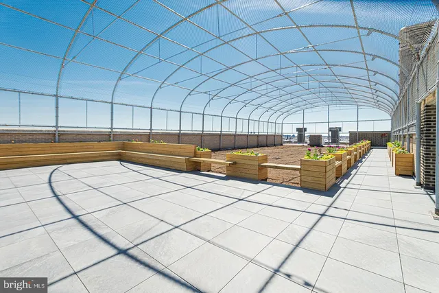 a view of a terrace with seating space