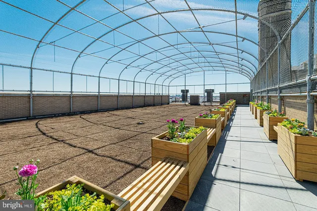 a view of a chairs and tables in patio