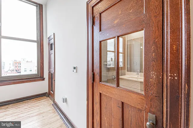 a view of a glass door with a glass door