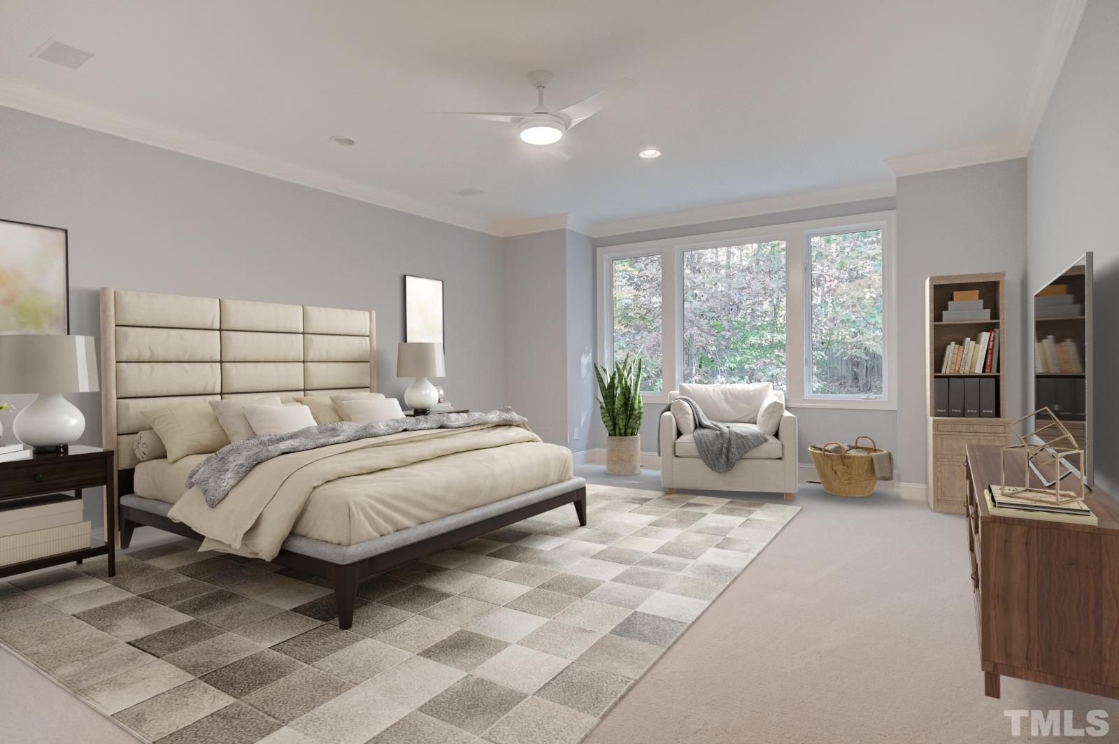 616 Bent Ridge Place Raleigh, NC 27615 - Photo 11 of 28 a bedroom with bed and glass window