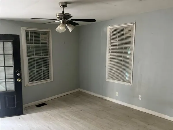 an empty room with a window