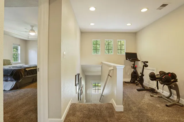a view of a room with gym equipment