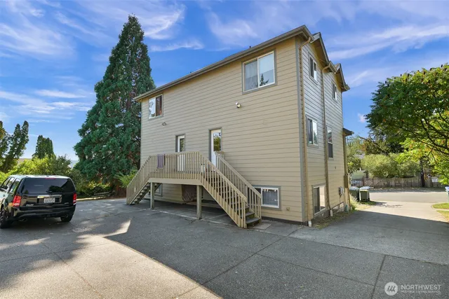 a house view with a garden space
