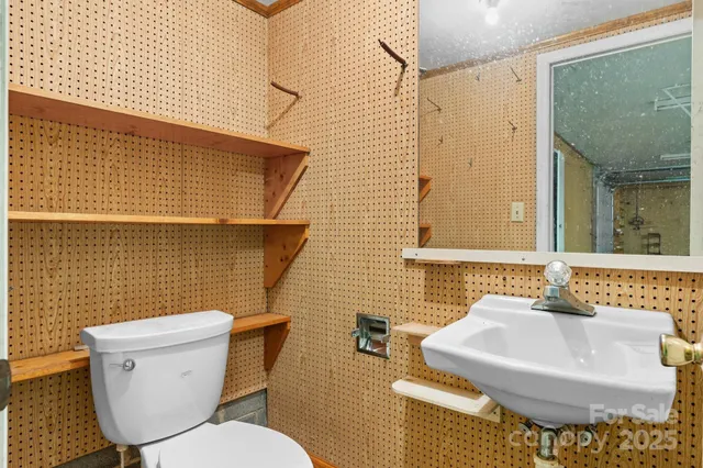 a view of a garage with furniture