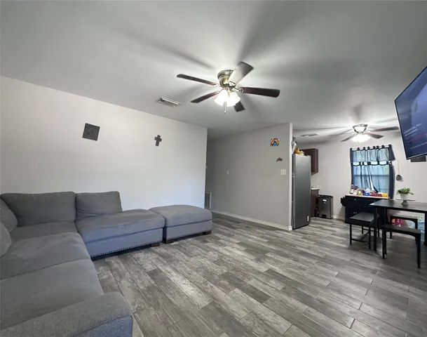 a living room with furniture