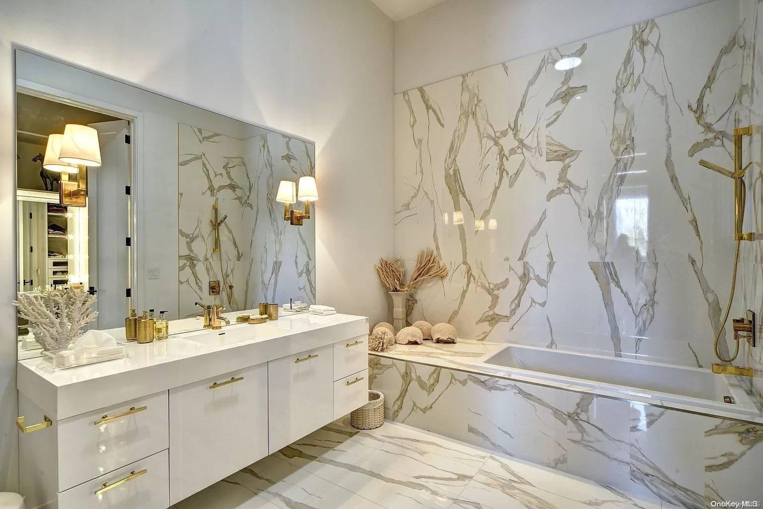 Undisclosed Address Southampton, NY 11968 - Photo 9 of 12 a bathroom with a double vanity sink mirror and double