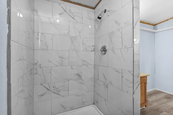 a bathroom with a shower