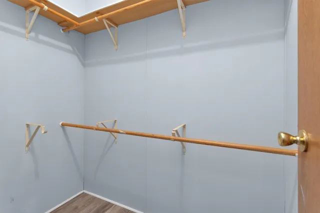 a view of small space with racks on the wall