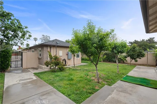 a front view of a house with a yard and a tree