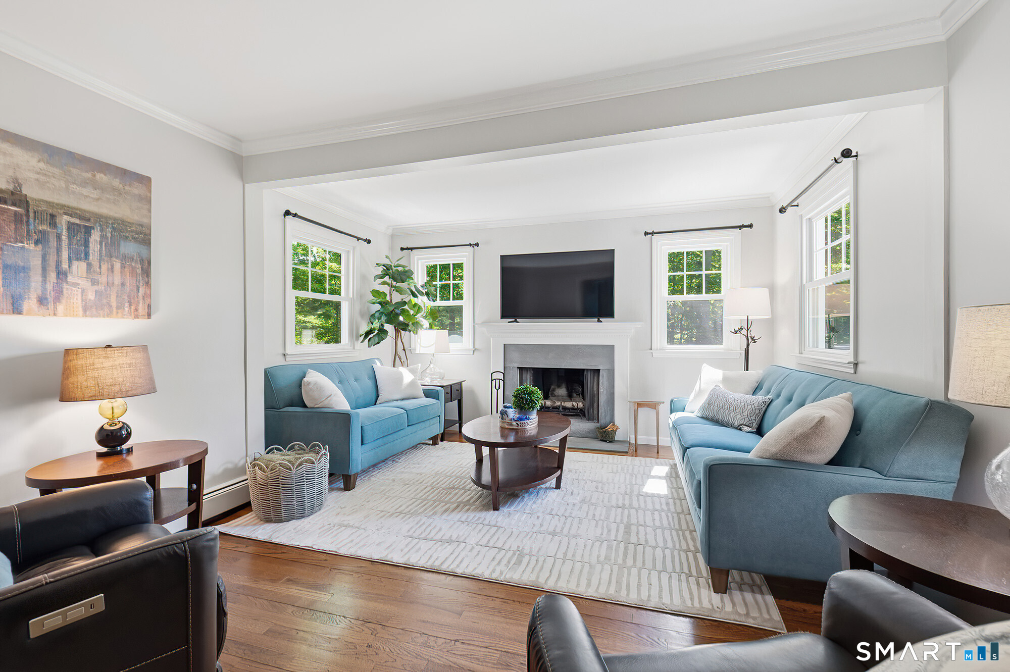 10 Birch Lane Ridgefield, CT 06877 - Photo 7 of 36 Living room with fireplace