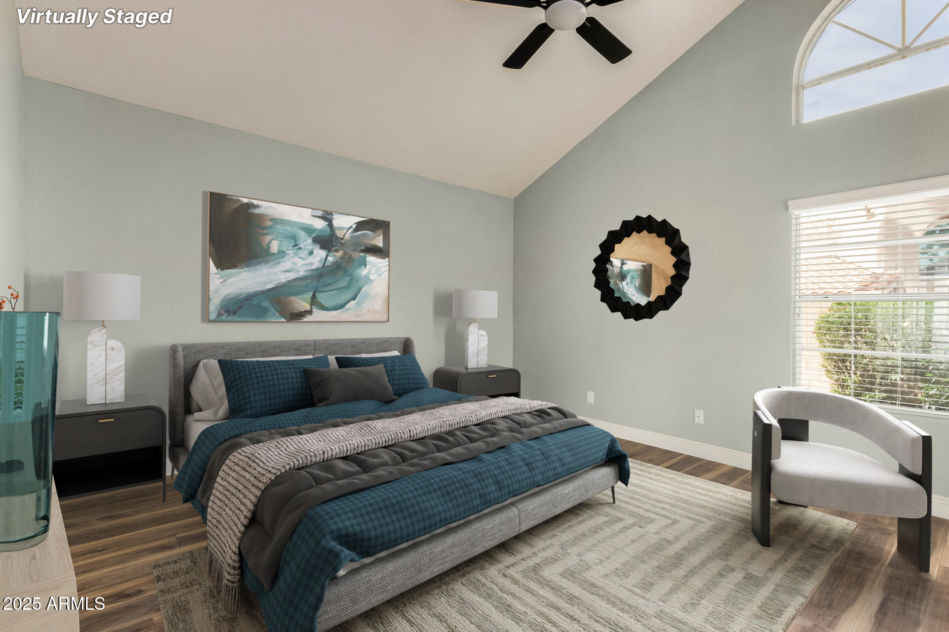 3832 North Gallatin Mesa, AZ 85215 - Photo 41 of 41 a bedroom with a bed and a chandelier