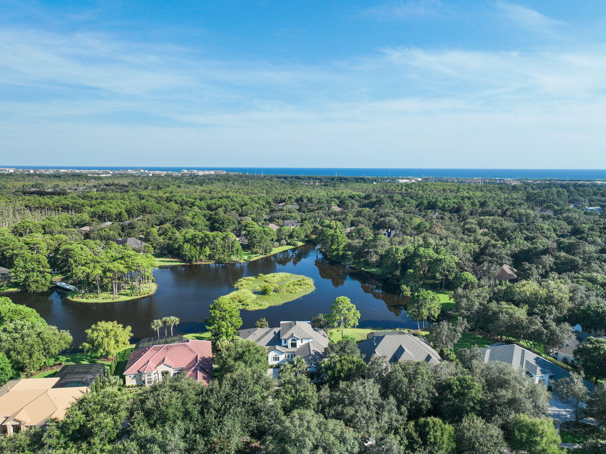 236 Mattie's Way Destin, FL 32541 - Photo 92 of 156 an aerial view of a house with a garden
