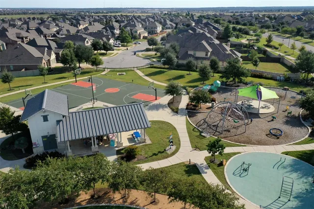 an aerial view of a house