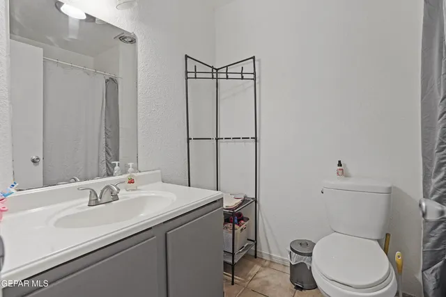 a bathroom with a sink toilet vanity and shower