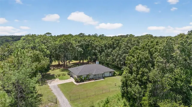 a view of a green yard in front of a house